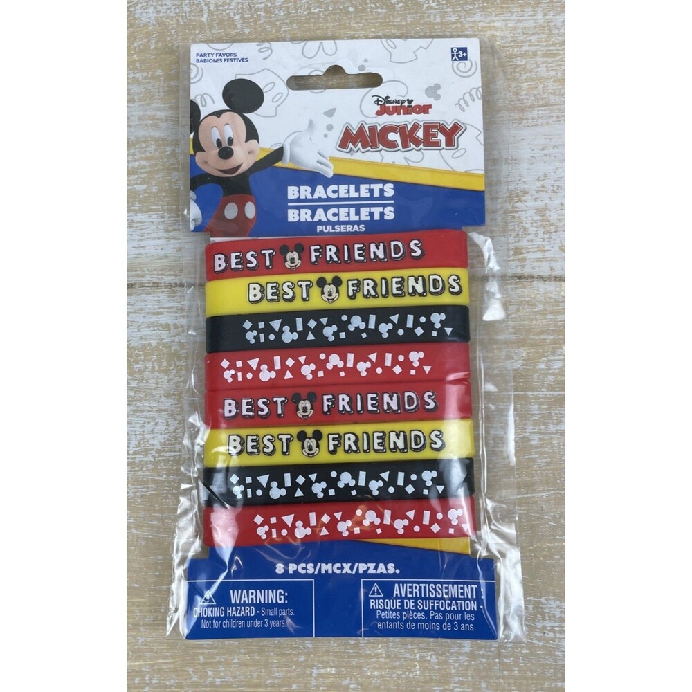 NEW Disney Junior Mickey Mouse Rubber Bracelet 8 Pack Best Friend SEALED PACKAGE